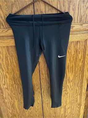 Nike Black Athletic Leggings with White Swoosh